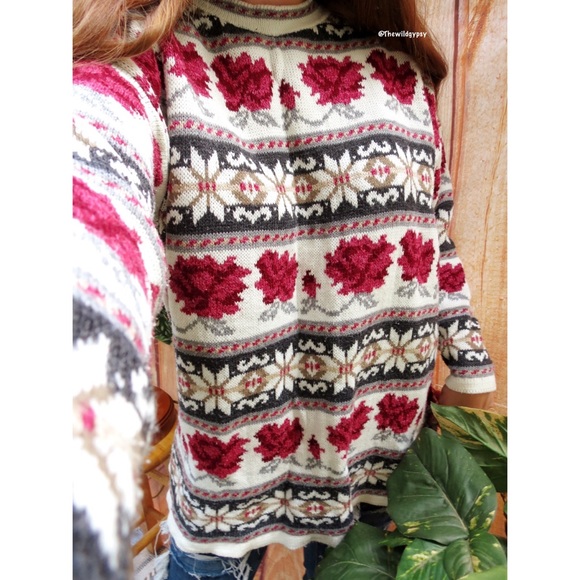 Vintage floral fair isle chunky knit oversized sweater ☕️ - Picture 4 of 6